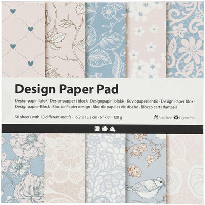 Creativ Company Design Paper Block rose, 50 feuilles