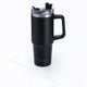 Mug de voyage Muitomas - mug de voyage - double paroi isolée - anse en paille pratique - 900 ml - noir