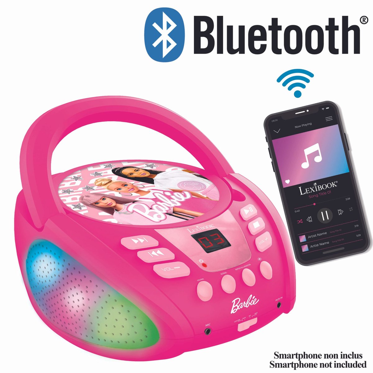 Lecteur CD Bluetooth Lexibook Barbie avec effets lumineux