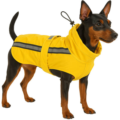 Manteau pour chien Flamingo – imperméable pour chien – imperméable pour chien avec couverture de poitrine et de ventre – imperméable ciro jaune – 35 cm