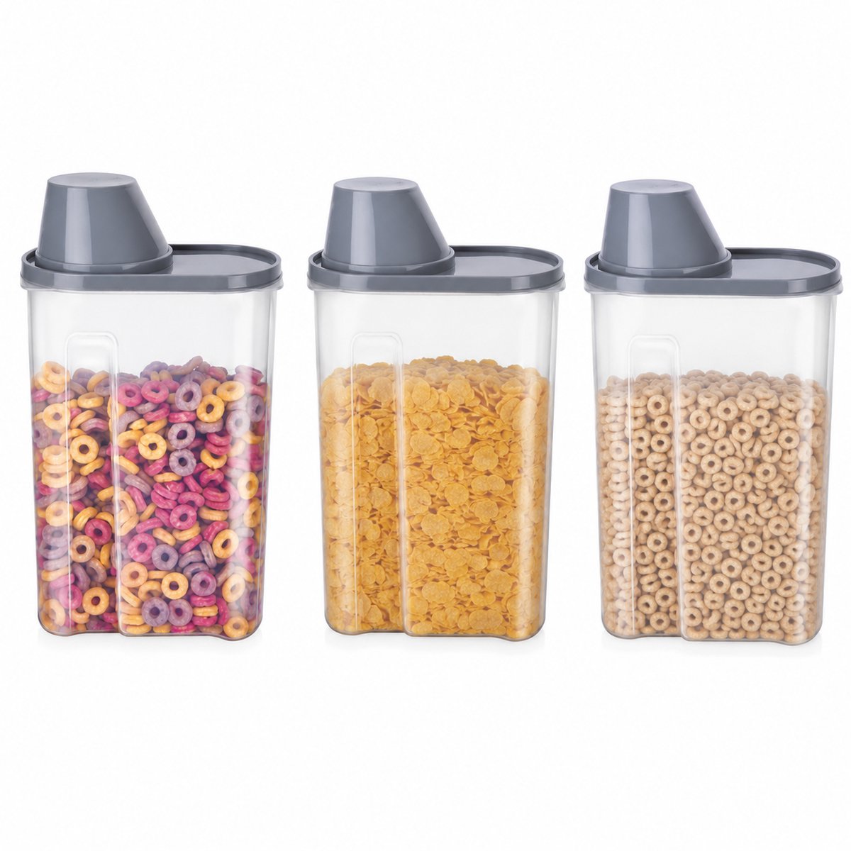 Boîte de conservation Alpina avec couvercle 2,4 litres - boîte de conservation avec bec verseur et verre doseur - pour céréales, pâtes, riz et muesli