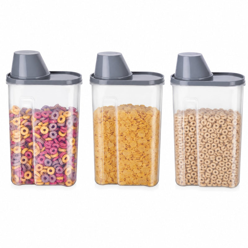 Boîte de conservation Alpina avec couvercle 2,4 litres - boîte de conservation avec bec verseur et verre doseur - pour céréales, pâtes, riz et muesli