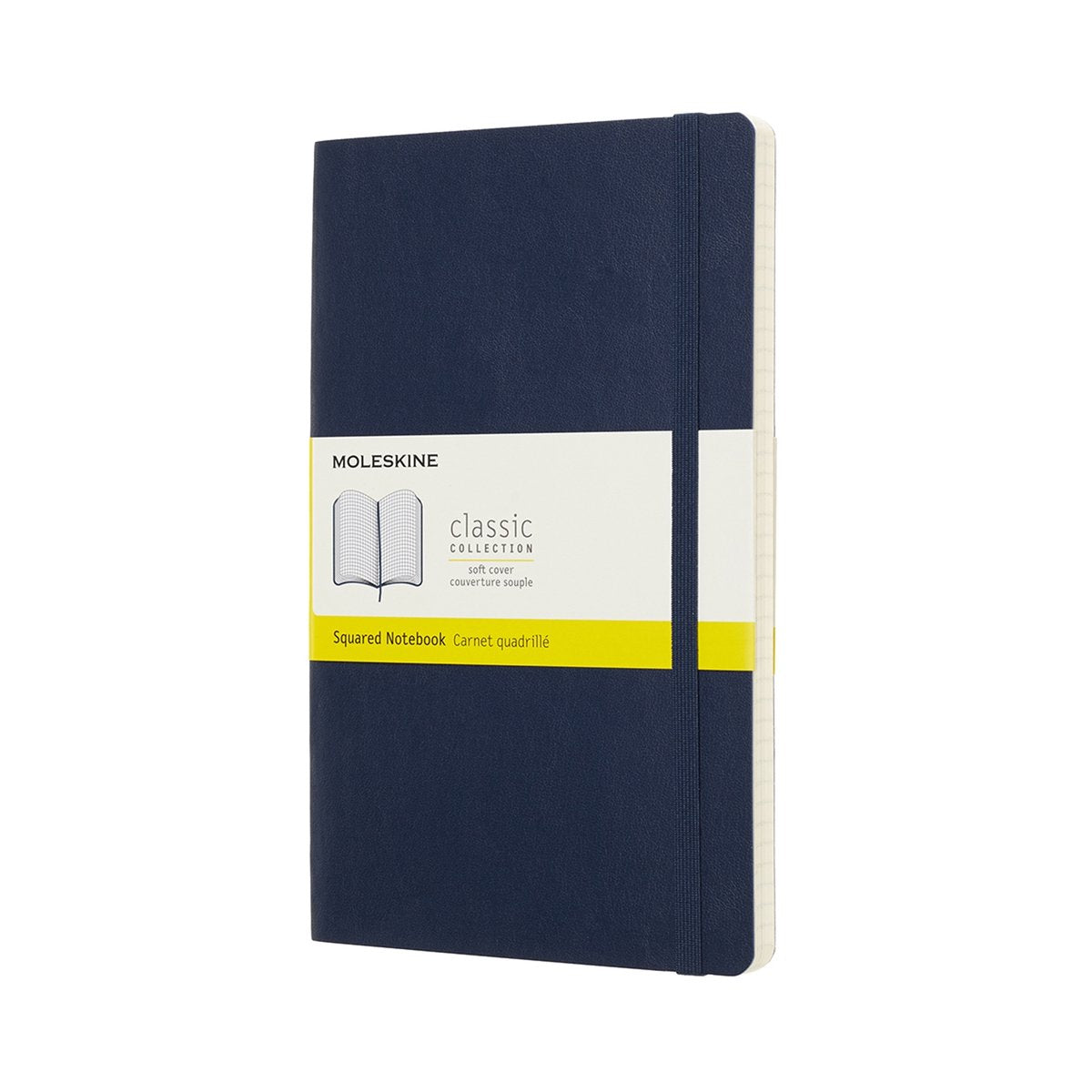 Carnet classique Moleskine - grand - couverture souple - à carreaux - bleu saphir