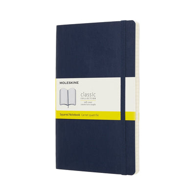 Carnet classique Moleskine - grand - couverture souple - à carreaux - bleu saphir