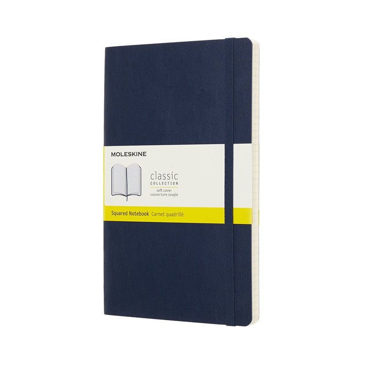 Carnet classique Moleskine - grand - couverture souple - à carreaux - bleu saphir