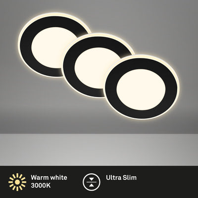 Briloner gima - lot de 3 spots encastrables LED - avec fonction veilleuse - fonction mémoire - lumière blanc chaud - ø9,3cm - noir