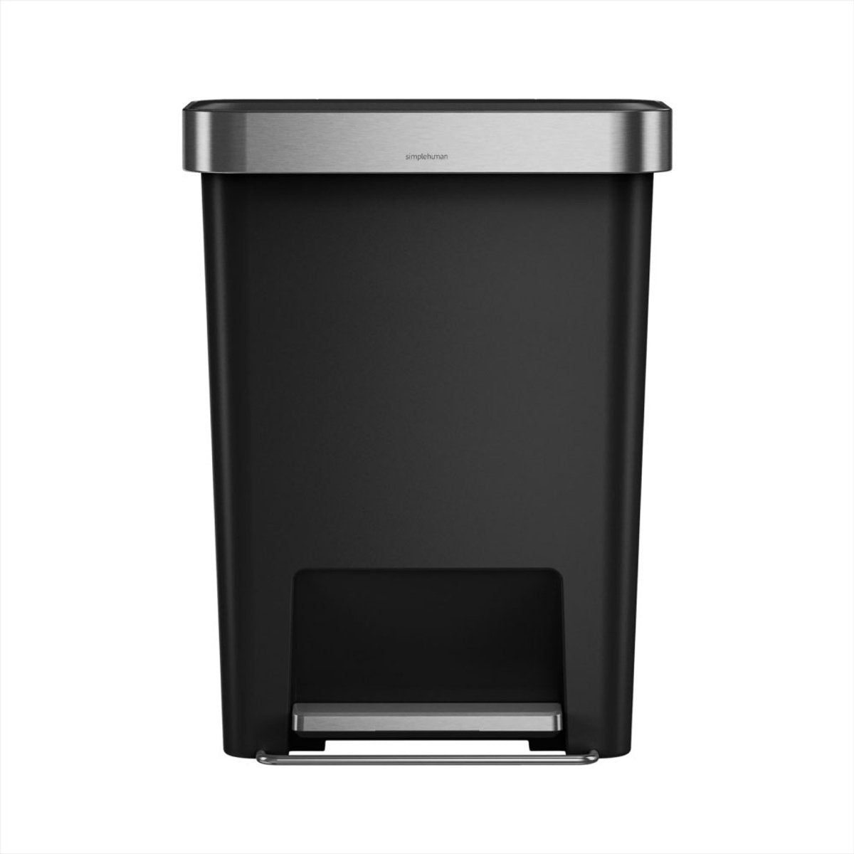 Poubelle à pédale rectangulaire Simplehuman de 45 litres - avec support sac - noir - plastique