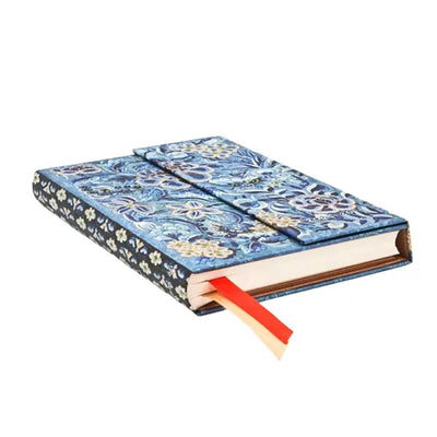 Agenda journalier flexible horizontal 18 mois Paperblanks en saule bleu mini, couverture rigide, 2025-2026