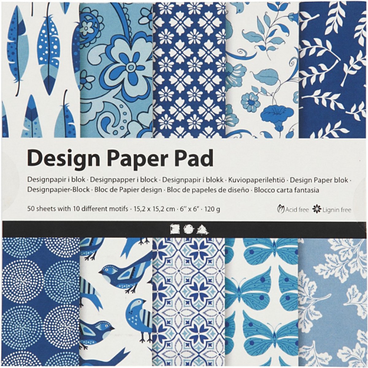 Creativ Company Design Paper Block Blue, 50 feuilles