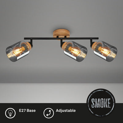 Briloner - hema - plafonnier, plafonnier, lampe, verre fumé, rotatif, lampe de salon, lampe de chambre, lampe de cuisine, bois noir