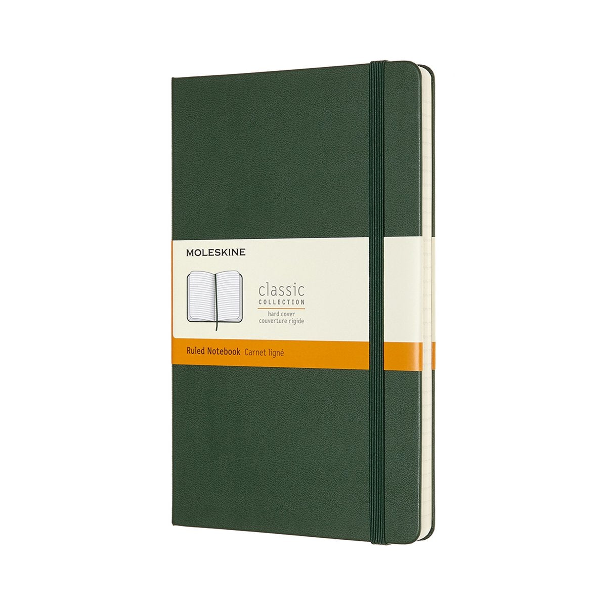Carnet classique Moleskine - grand - couverture rigide - ligné - vert myrte