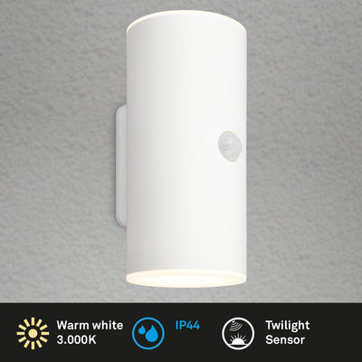 Briloner - lampe d'extérieur - lima - détecteur de mouvement - capteur crépusculaire - batterie rechargeable - chargement USB - protection contre les projections d'eau - 15,5 x 7 x 8,5 cm - blanc
