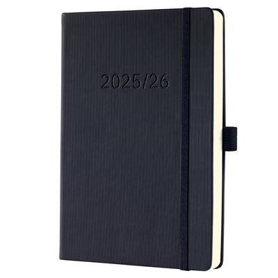 Agenda hebdomadaire Sigel avec page de notes conceptum - format A5 - année 2025 2026 - 18 mois - noir - couverture rigide - si-c2603