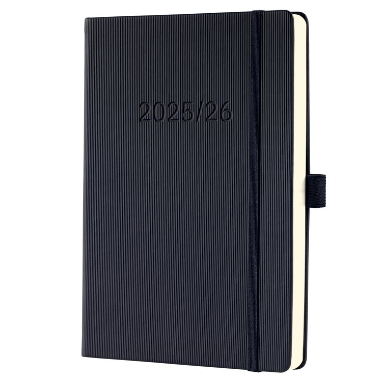 Agenda hebdomadaire Sigel avec page de notes conceptum - format A5 - année 2025 2026 - 18 mois - noir - couverture rigide - si-c2603