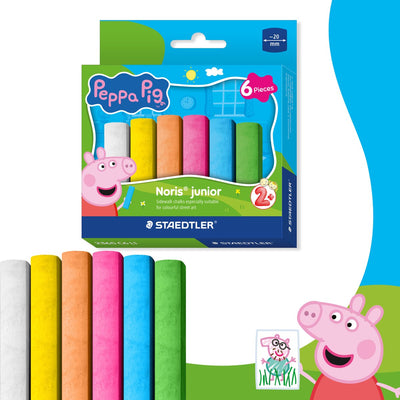 Staedtler peppa pig x noris junior craie de trottoir - lot de 6 pcs