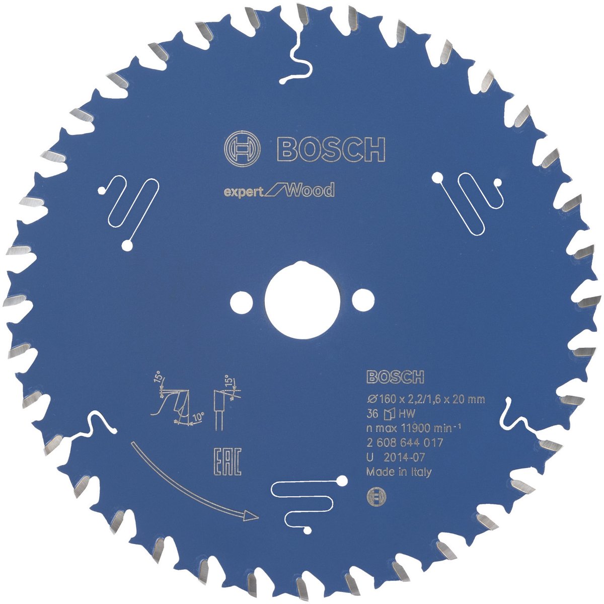 Lame de scie circulaire Bosch expert pour le bois 160x20x2,2 1,6x36 t