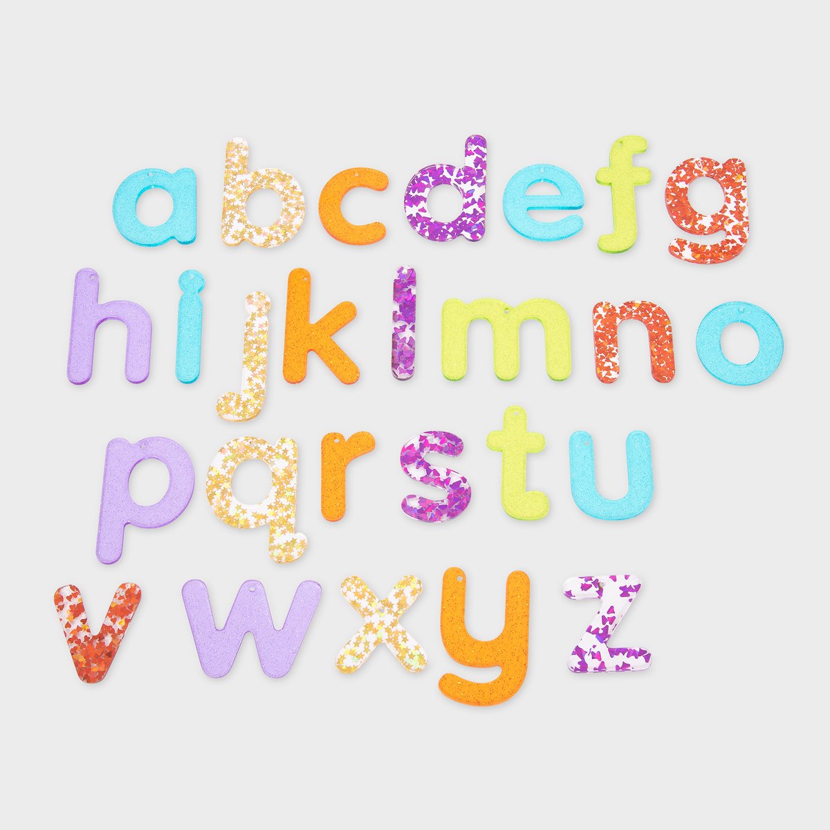 Tickit ® lettres translucides pailletées arc-en-ciel