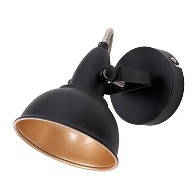 Briloner soft - applique - spot de plafond - 1 lumière - spot rotatif et orientable version rétro vintage - douille : e14 max. 40 watts - métal - noir-or - 15,6 x 10 cm