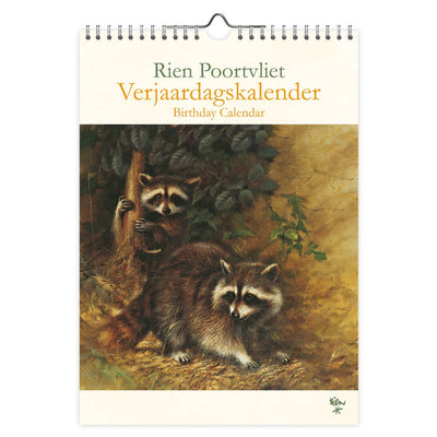 Comello Rien Poortvliet nature ratons laveurs Calendrier d'anniversaire A4
