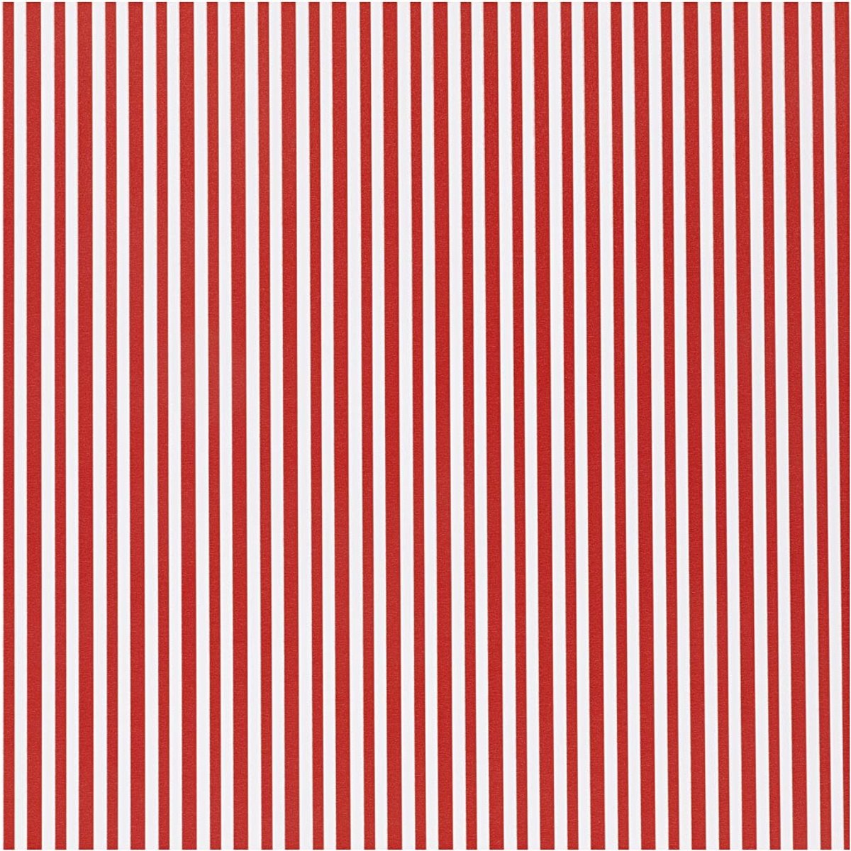 Papier cadeau Creativ company, rayures, l: 50 cm, 80 gr, rouge blanc, 5 m 1 rouleau