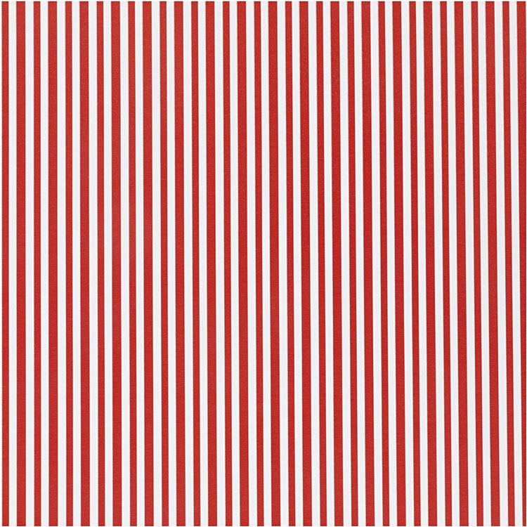 Papier cadeau Creativ company, rayures, l: 50 cm, 80 gr, rouge blanc, 5 m 1 rouleau
