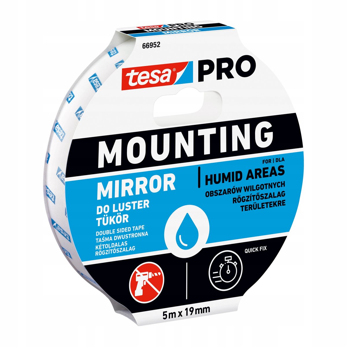 Tesa pro - ruban de montage - miroir - deux côtés - 5m x 19mm