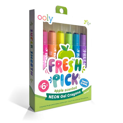 Ooly - Fresh Pick - Crayons gel parfumés pomme - 6 crayons gel fluo parfum pomme