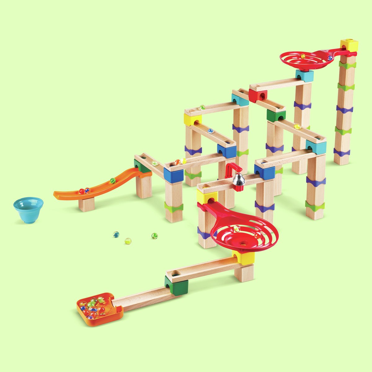 Ensemble de pistes à billes en bois Hape - 129 pcs.