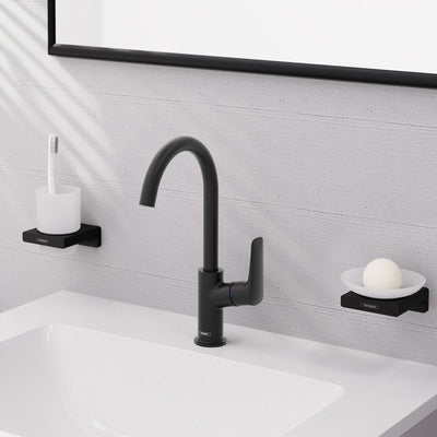 Hansgrohe Logis - mitigeur de lavabo - commande monocommande - sans vidage - 210 mm - bec pivotant - noir mat