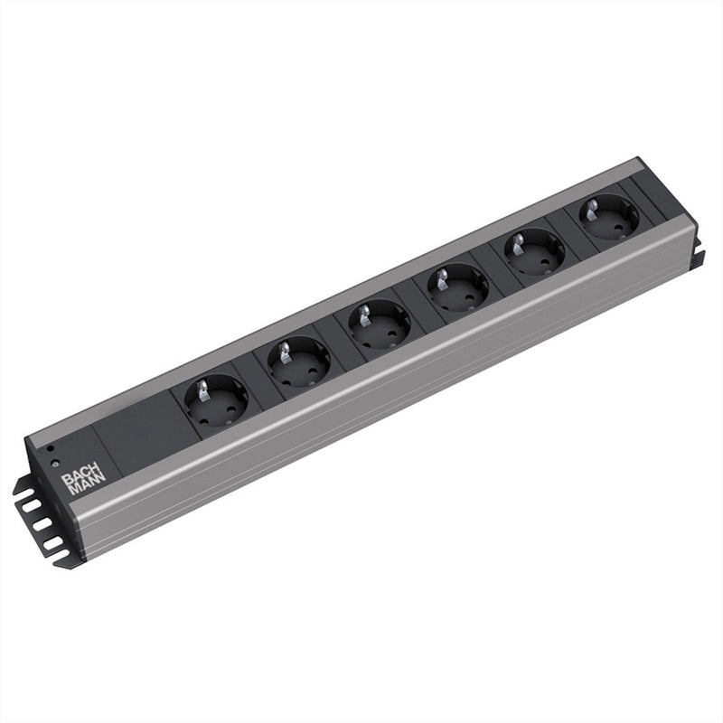 Bachmann multiprise 6x contact de terre, compatible rack 19 pouces, 2 m
