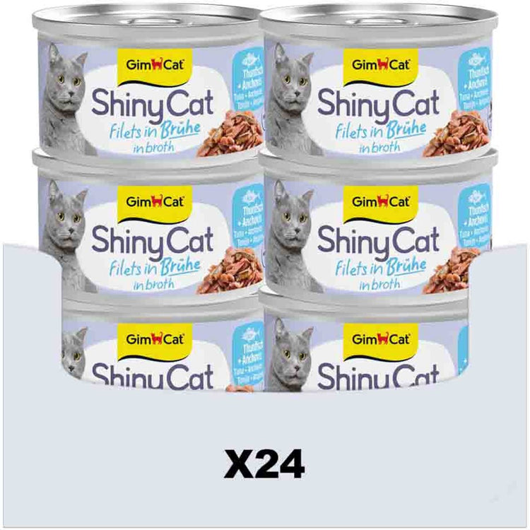 Gimcat 24 x 70 g - filets de Shinycat au bouillon de thon + anchois