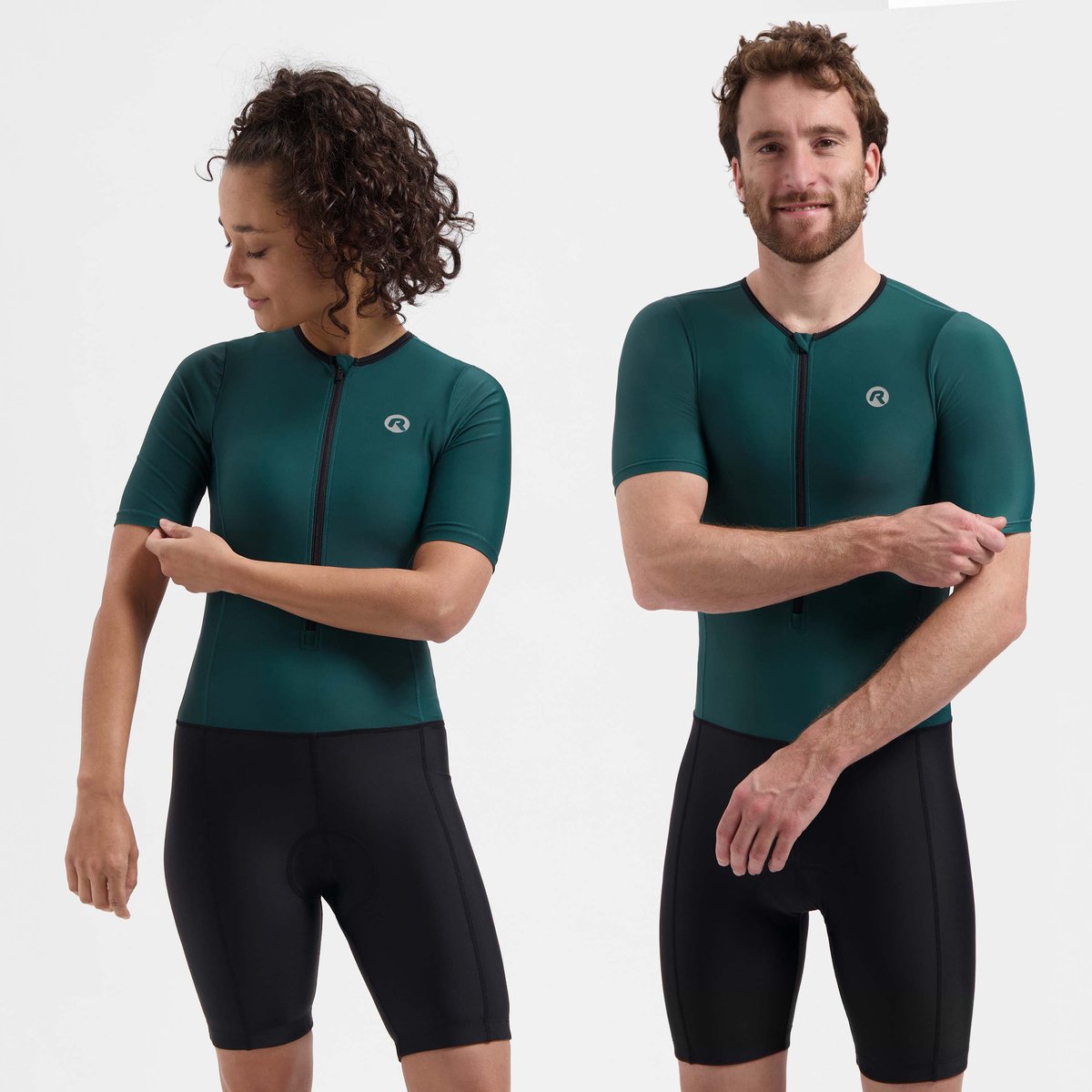 Rogelli florida trisuit à manches courtes - combinaison de triathlon pour femmes et hommes - respirante, séchage rapide - noir sarcelle - taille 2xl
