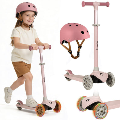 Trottinette enfant Lionelo jessy + casque enfant - trottinette 3 roues - tranche d'âge 3+ - max 50kg - éclairage LED dans les roues - hauteur réglable 65-70-75-80 cm