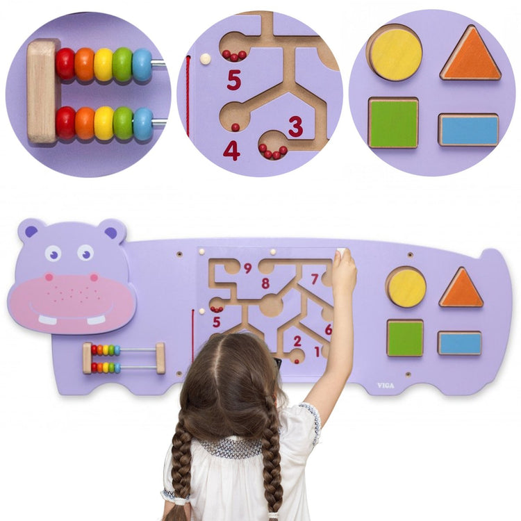 Vigatoys viga toys - hippopotame - plateau de jeu mural - multi
