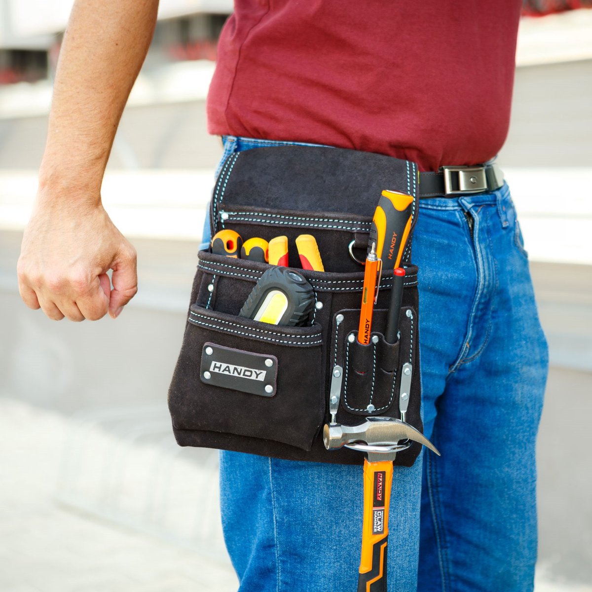 Pratique - porte-outils porte-marteau pour ceinture - petit - noir - 6 compartiments - tablier à clous - ceinture à outils