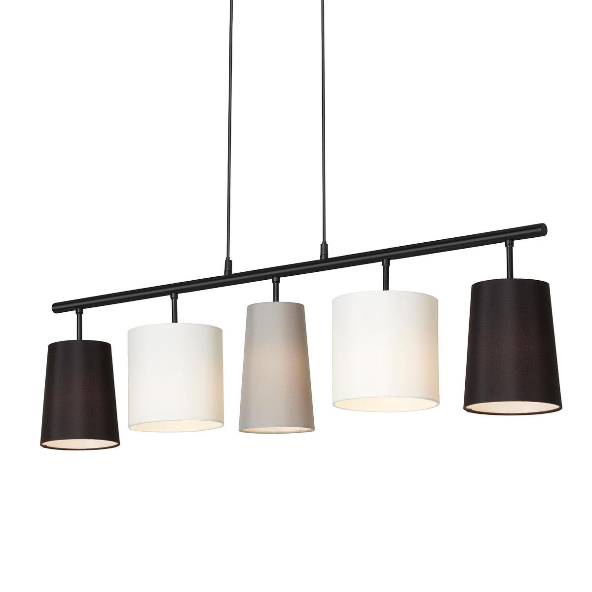 Briloner leuchten shade - lampe suspendue noire - 5 lumières - abat-jour textile - design par kare