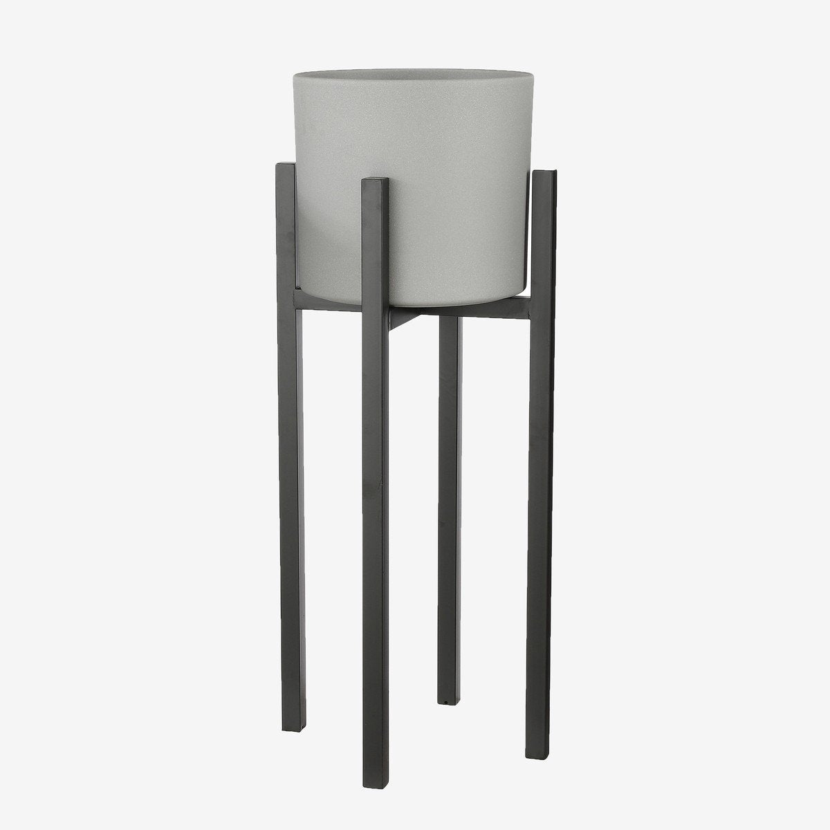 Décorations en mica - pot de fleur pot de plante surélévation standard - noir - l38 x h95 cm - métal