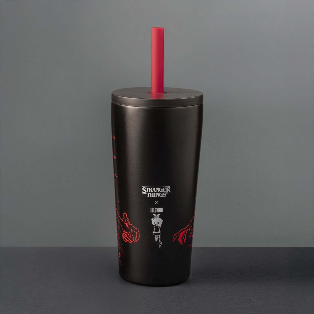 Bialetti Stranger Things - tasse thermos avec paille - acier inoxydable - 600 ml - brille dans le noir - gobelet de voyage