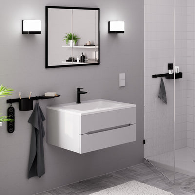 Hansgrohe logis fine - mitigeur de lavabo - commande monocommande - démarrage à froid à économie d'énergie - sans vidage - 110 mm - noir mat