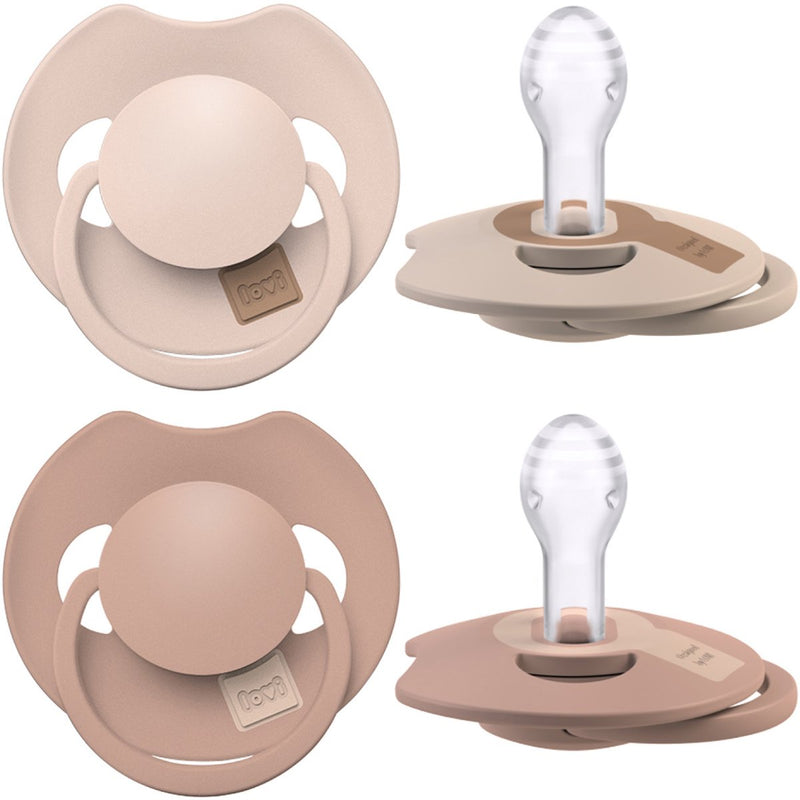 Difrax lovi sucette dynamique - prime - 6 à 18 mois - beige marron - 2 pièces