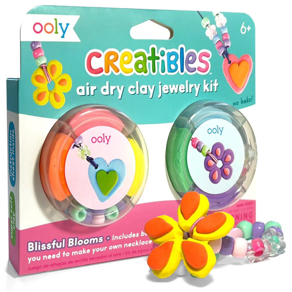 Ooly - creatibles - kit d’argile séchée à l’air - kit de bijoux - fleurs heureuses
