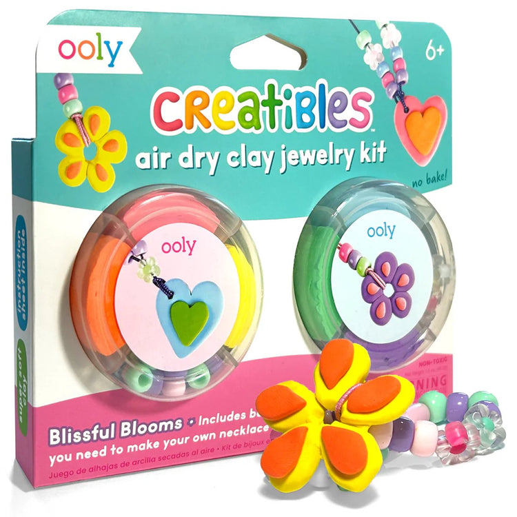 Ooly - creatibles - kit d’argile séchée à l’air - kit de bijoux - fleurs heureuses