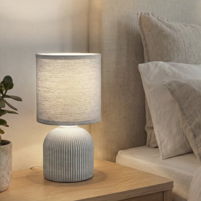Briloner ino - lampe de table de chambre - avec abat-jour en tissu, base en céramique - lampe de chevet - lampe de table - ø15cm x 28 cm - gris
