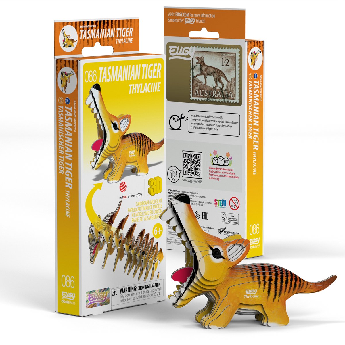 Puzzle 3D Eugy - tigre de Tasmanie - animaux sauvages - durable - collectionnez-les tous - 6 ans