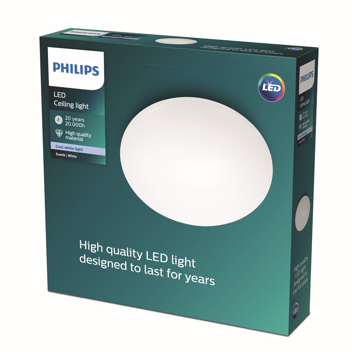 Philips LED Plafonnier Philips en daim - lumière blanc froid - 38cm