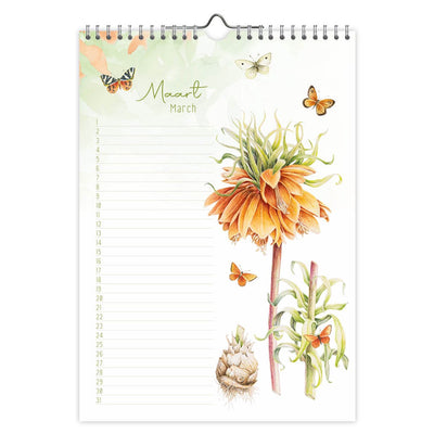 Comello Janneke Brinkman Calendrier d'anniversaire A4 pivoine