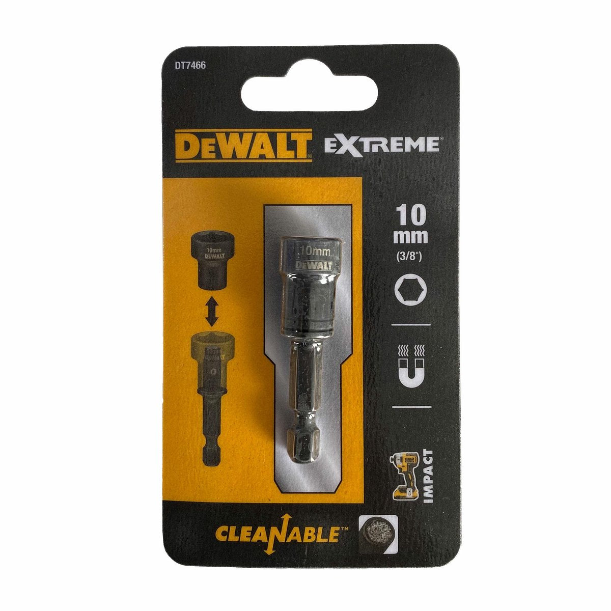 Dewalt dt7466-qz - clé à douille magnétique autonettoyante - 10 mm - résistante aux chocs - 1 connexion hexagonale 4