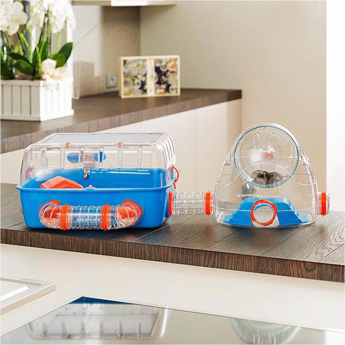 Cage pour hamster Ferplast combi 2 - bleu - 79,5 x 29,5 x 26,3 cm