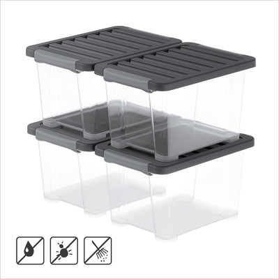 Rotho core pro - boîtes de rangement - lot de 4 - empilables - 15 litres