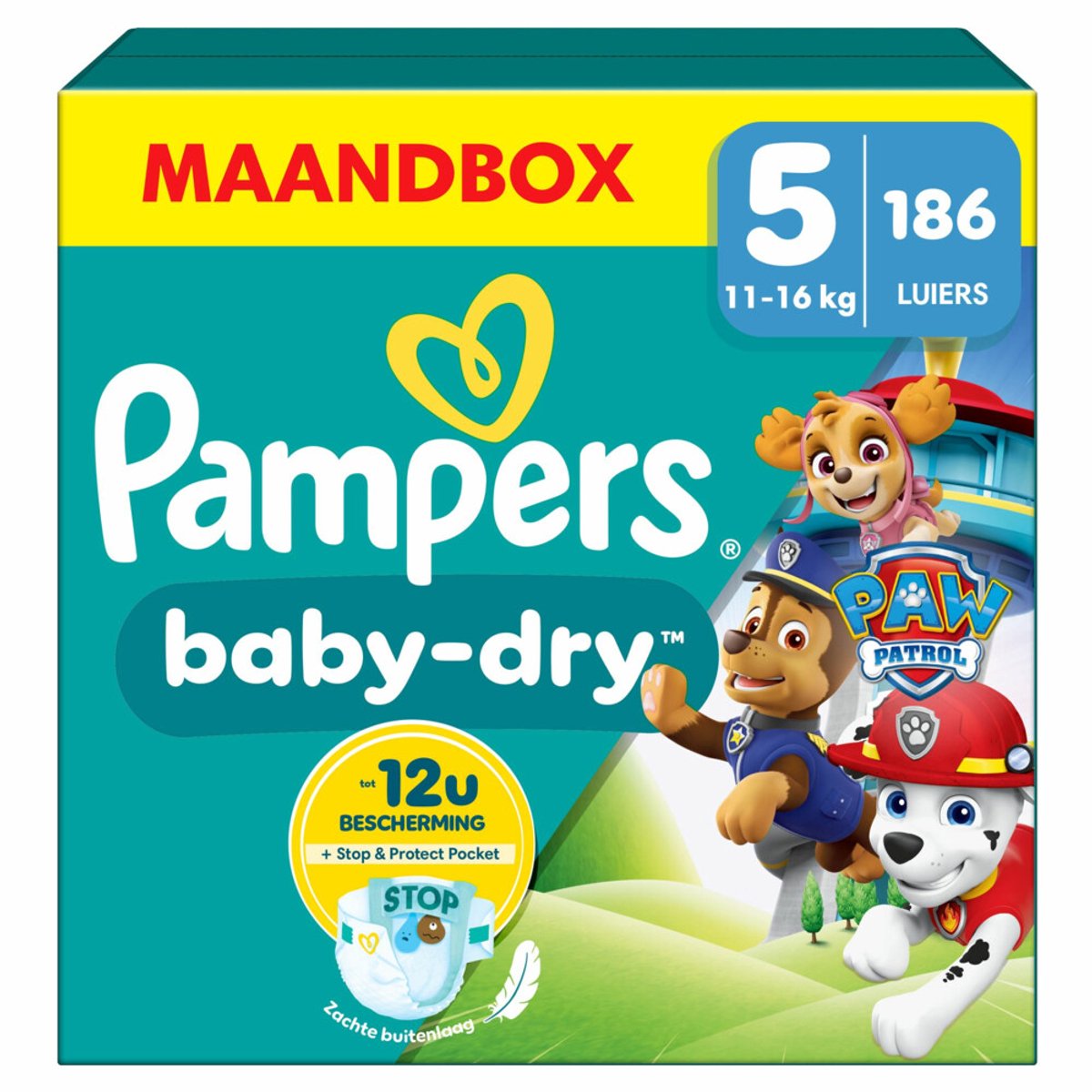 Pampers baby-dry Paw Patrol édition taille 5, 186 couches, 11kg-16kg